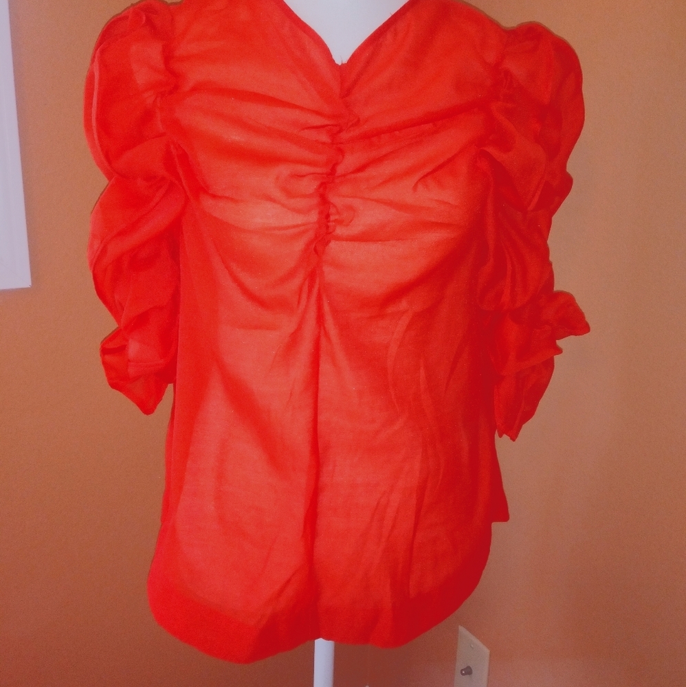 Red see through blouse